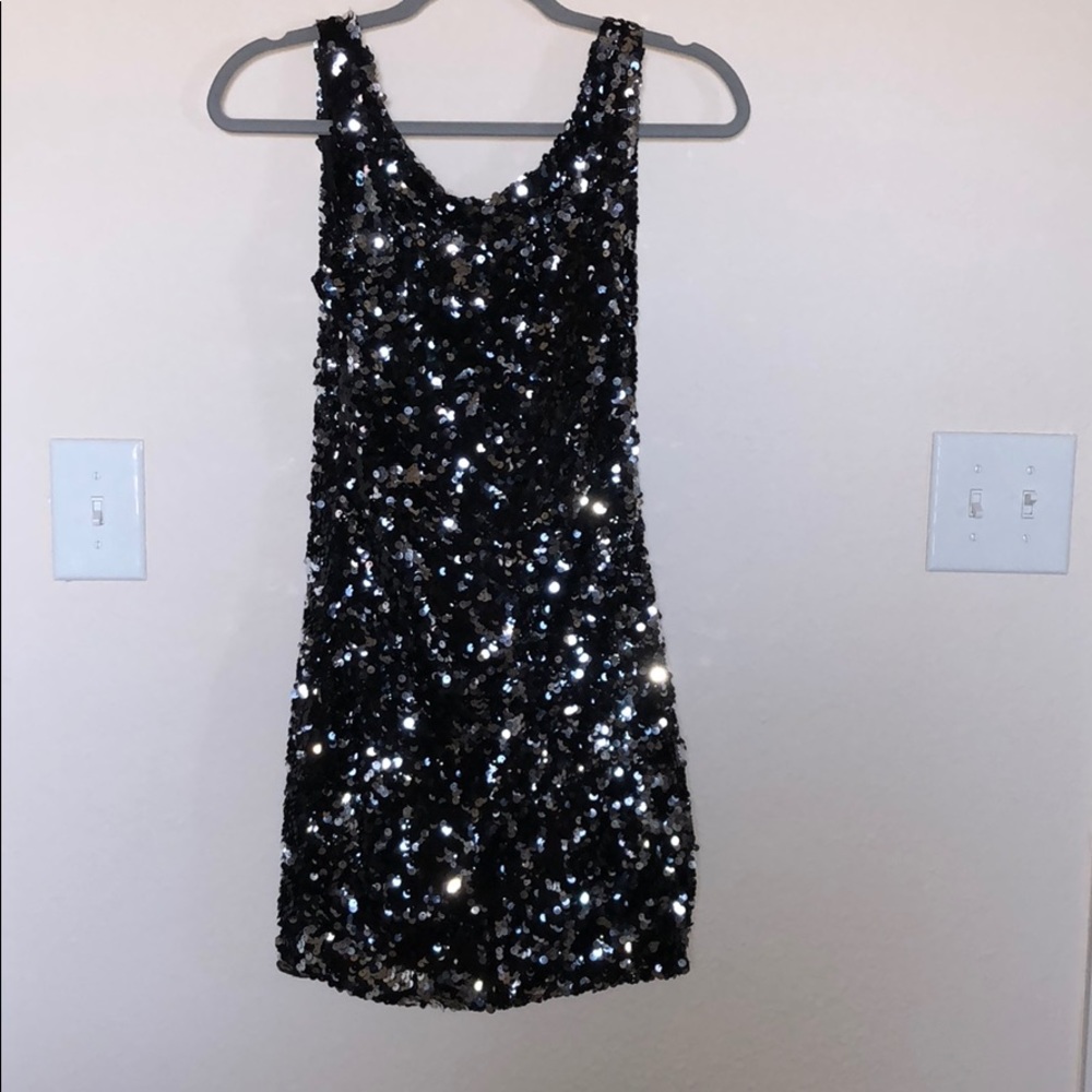 Black and silver sequence dress